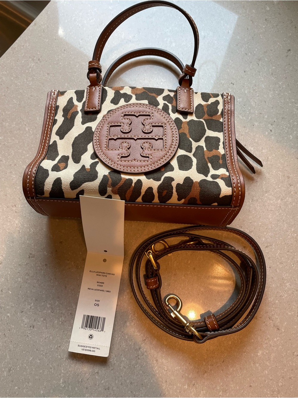 Tory Burch Ella Mini Tote | Leopard - Picture 5 of 11